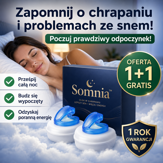 1+1 GRATIS DZIŚ | Somnia™ – ustnik przeciw chrapaniu, który pomaga oddychać swobodniej i spać spokojniej | 30 nocy próby