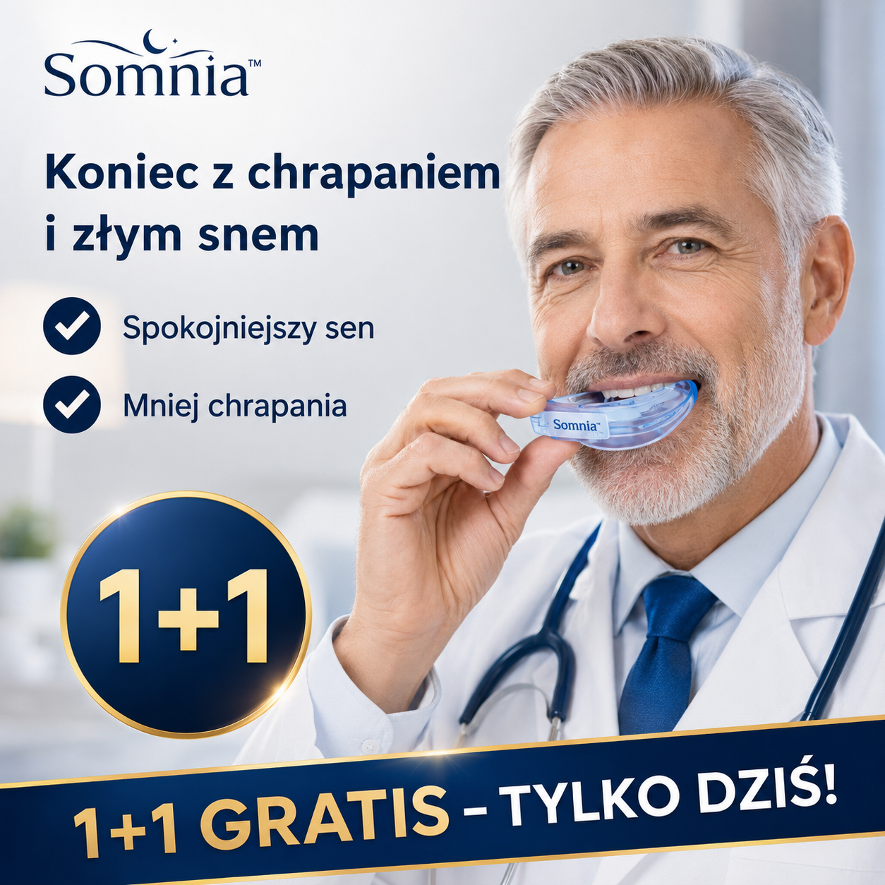1+1 GRATIS DZIŚ | Somnia™ – ustnik przeciw chrapaniu, który pomaga oddychać swobodniej i spać spokojniej | 30 nocy próby