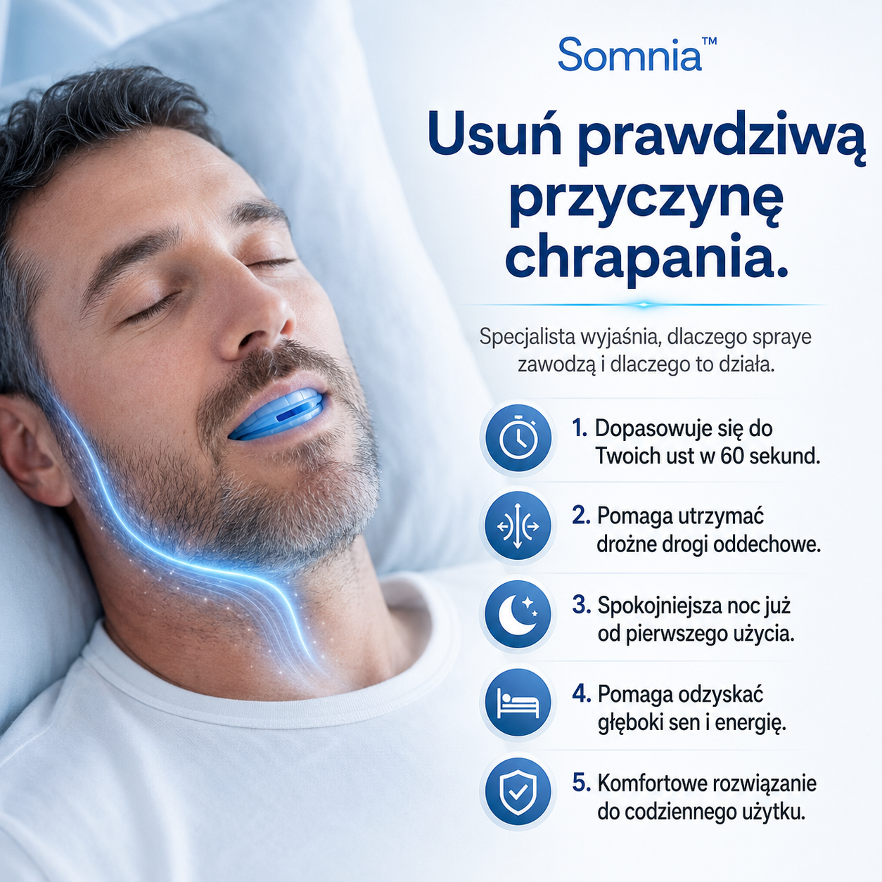 1+1 GRATIS DZIŚ | Somnia™ – ustnik przeciw chrapaniu, który pomaga oddychać swobodniej i spać spokojniej | 30 nocy próby