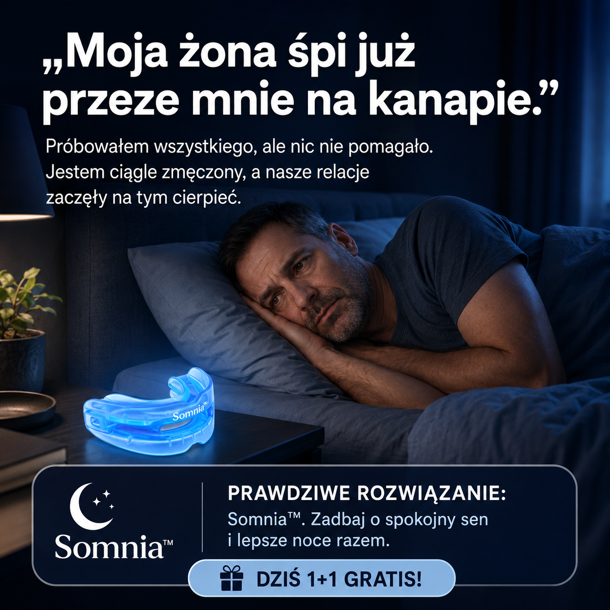 1+1 GRATIS DZIŚ | Somnia™ – ustnik przeciw chrapaniu, który pomaga oddychać swobodniej i spać spokojniej | 30 nocy próby