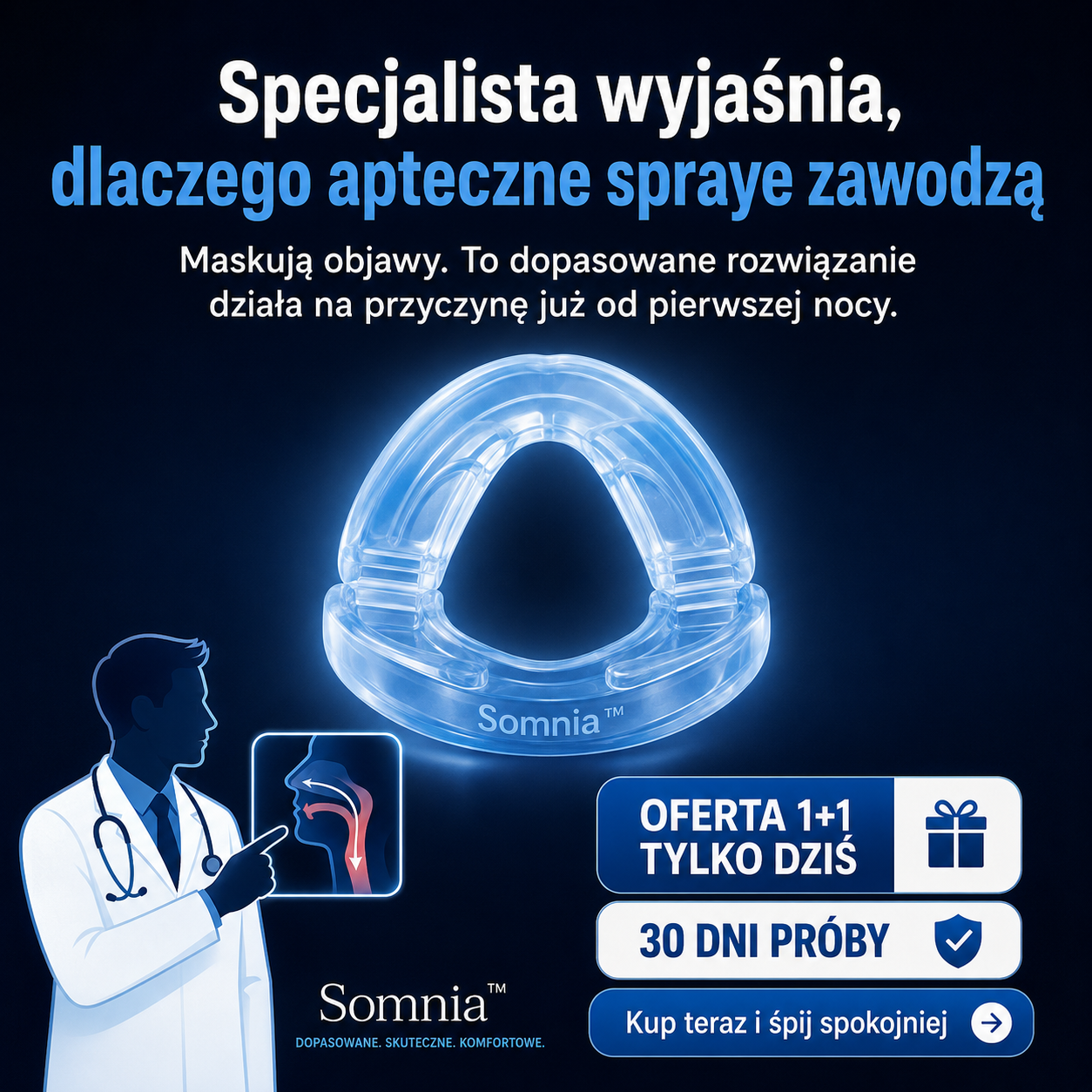 1+1 GRATIS DZIŚ | Somnia™ - Jedyna szyna przeciw chrapaniu, która rozwiązuje problem chrapania i problemów ze snem | 30 nocy na próbę