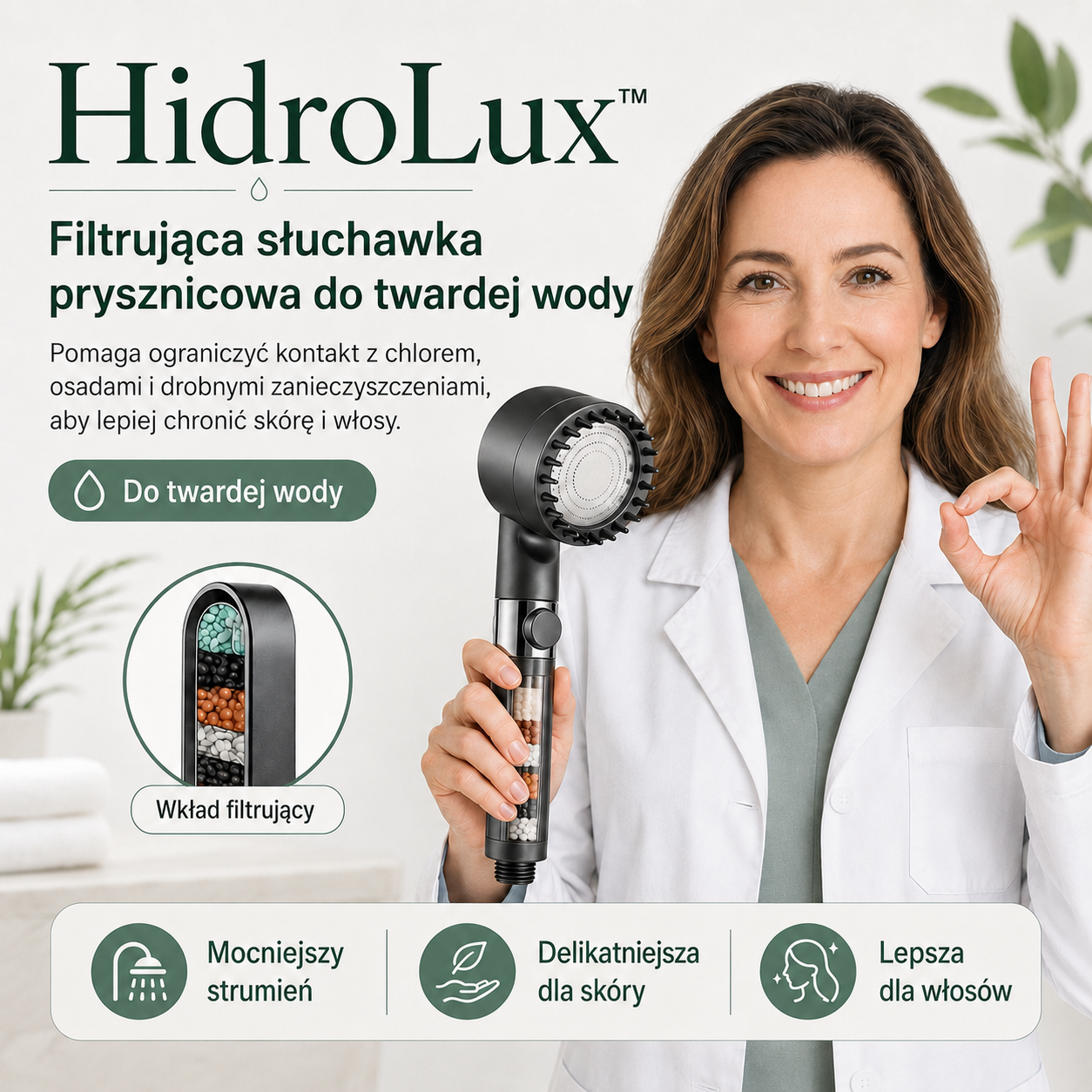 1+1 GRATIS – Potrójnie filtrowana głowica prysznicowa wysokociśnieniowa | Ochrona skóry i włosów