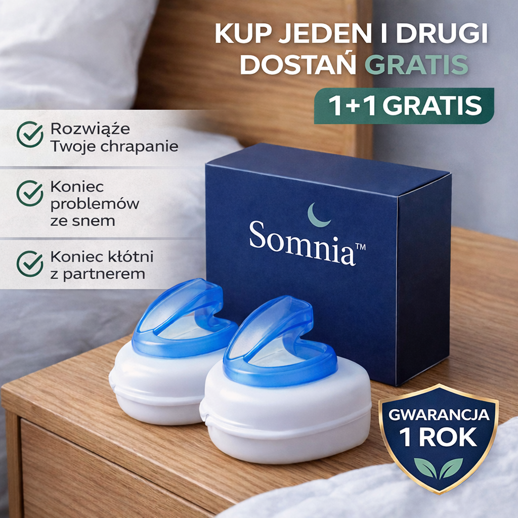 1+1 GRATIS DZIŚ | Somnia™ - Jedyna szyna przeciw chrapaniu, która rozwiązuje problem chrapania i problemów ze snem | 30 nocy na próbę
