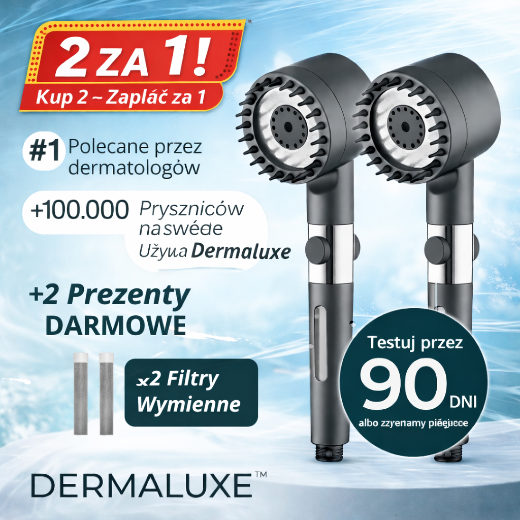 OFERTA 2X1 – Potrójnie filtrowana głowica prysznicowa wysokociśnieniowa | Ochrona skóry i włosów